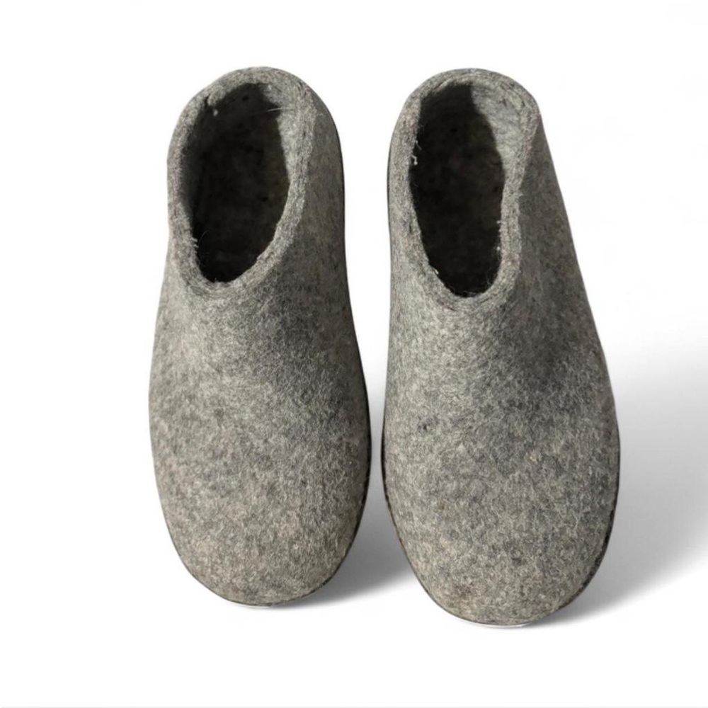 Glerups Grey Slippers Handcrafted from 100% Pure Natural Wool size 37 EU